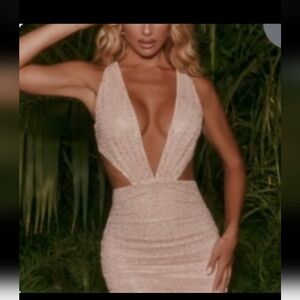 Oh Polly Embellished gold body-con dress size 6